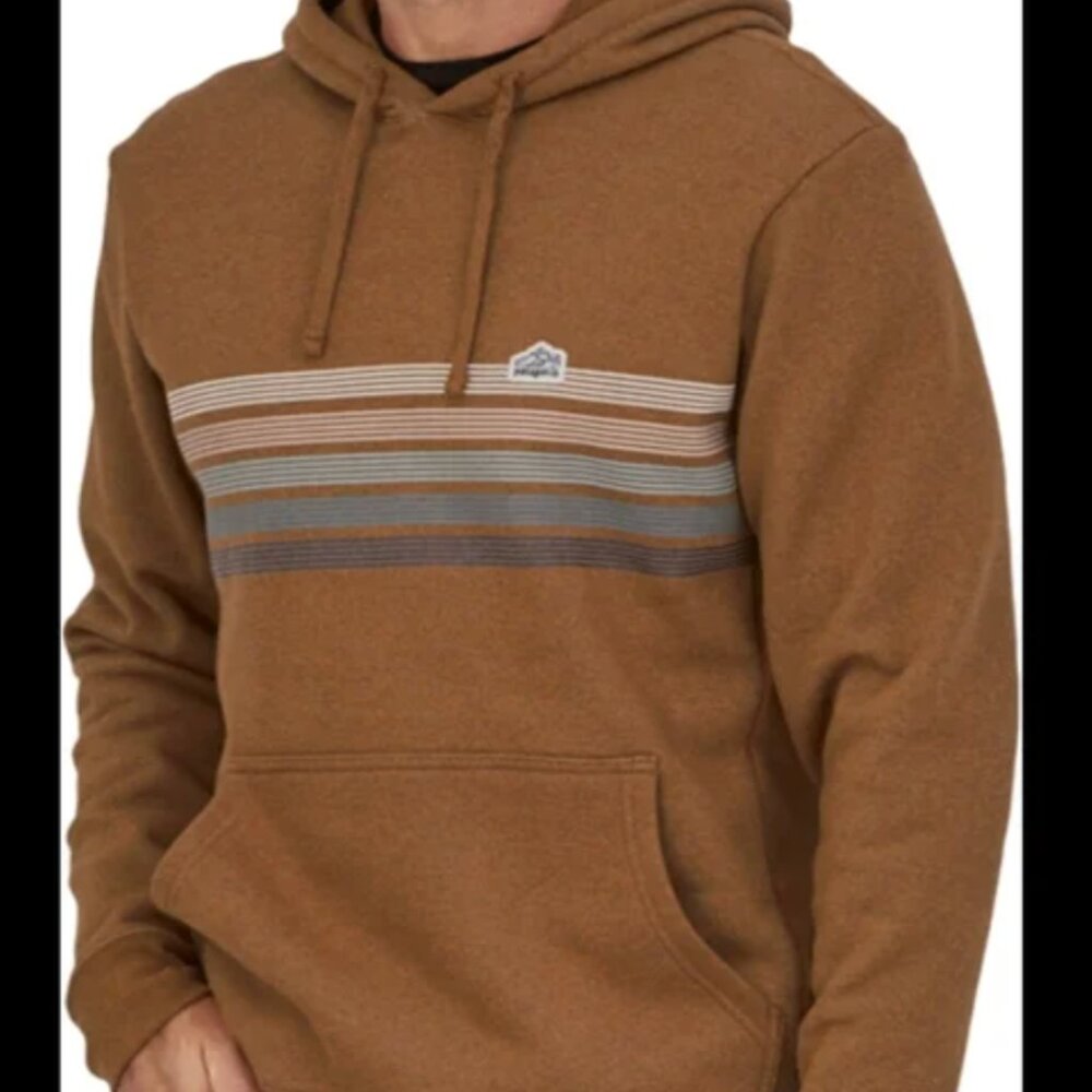 Patagonia Line Logo Ridge Stripe Uprisal Hooded Sweatshirt Bear Brown Size Med